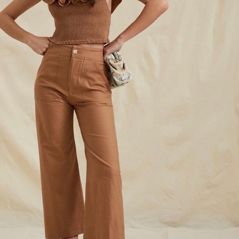 Women's Tan Ruffle Top - Picture 9 of 11
